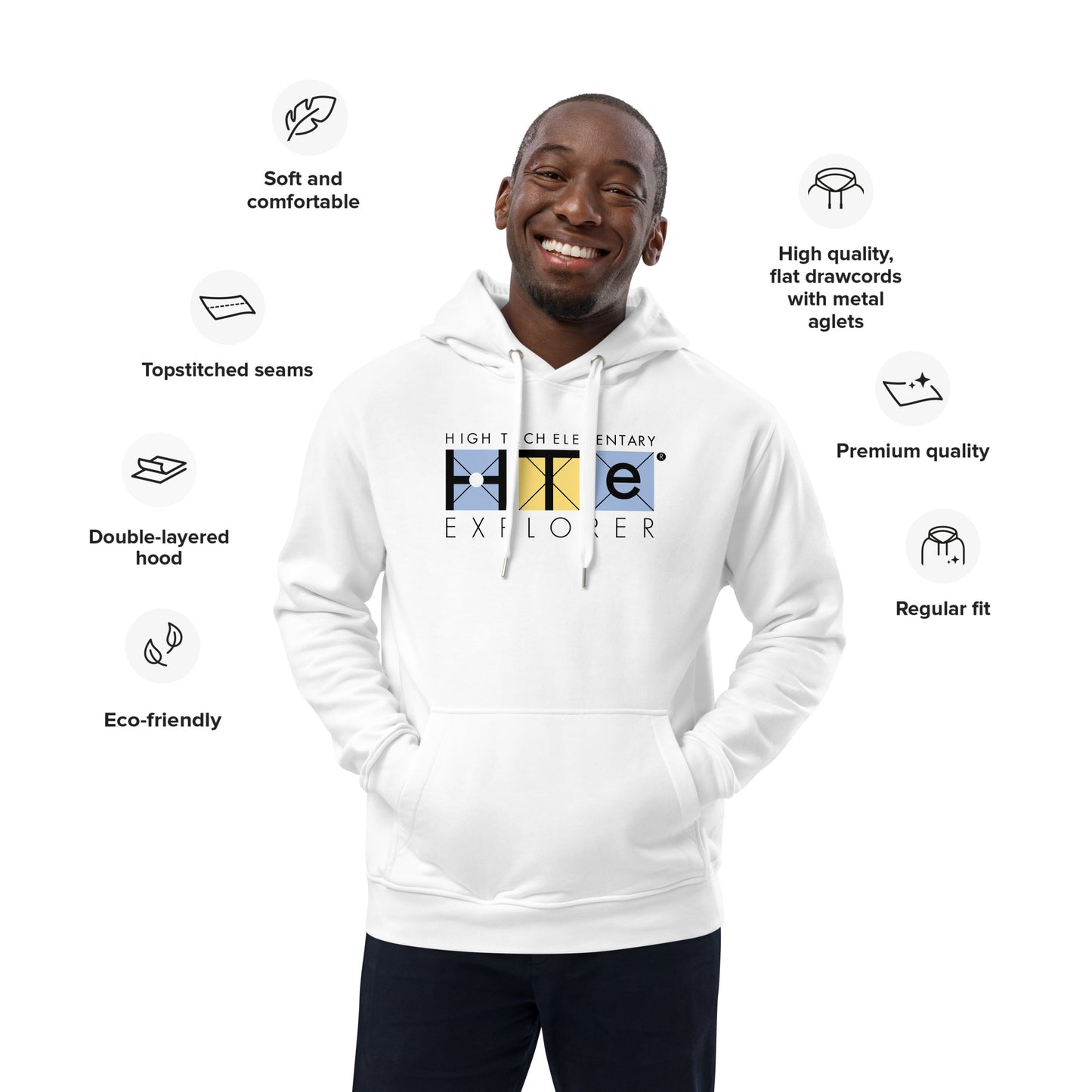 Premium Adult Eco Hoodie, Black Lettering