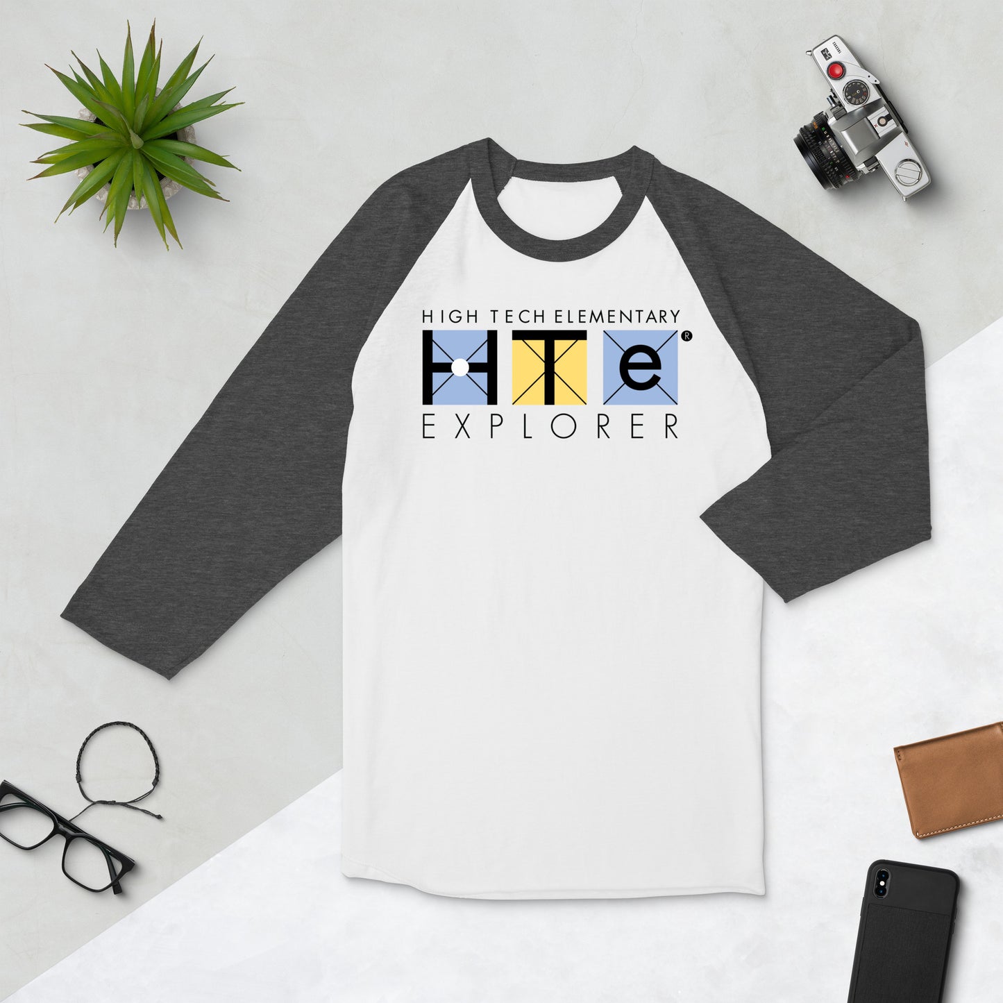 3/4 Sleeve Adult Raglan Shirt, Black Lettering