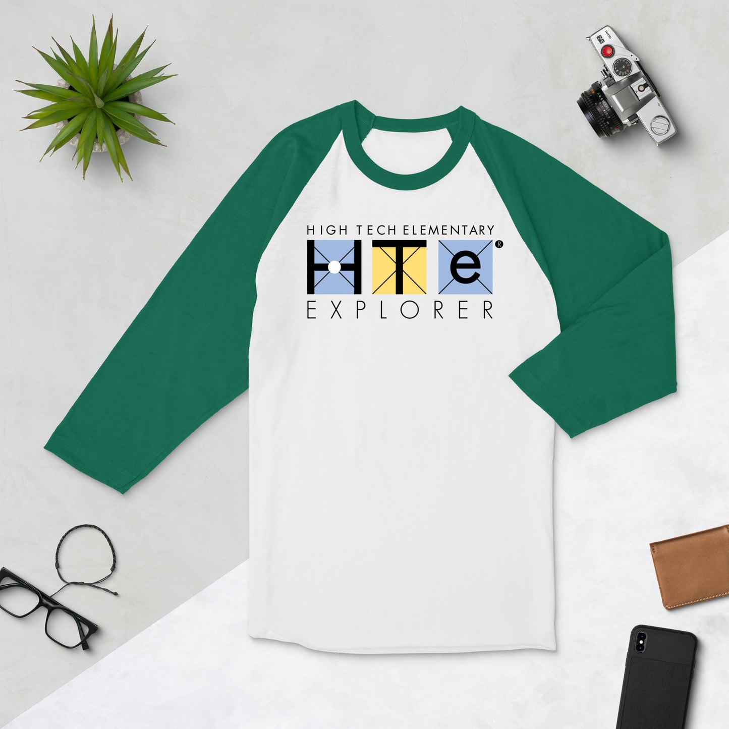 3/4 Sleeve Adult Raglan Shirt, Black Lettering