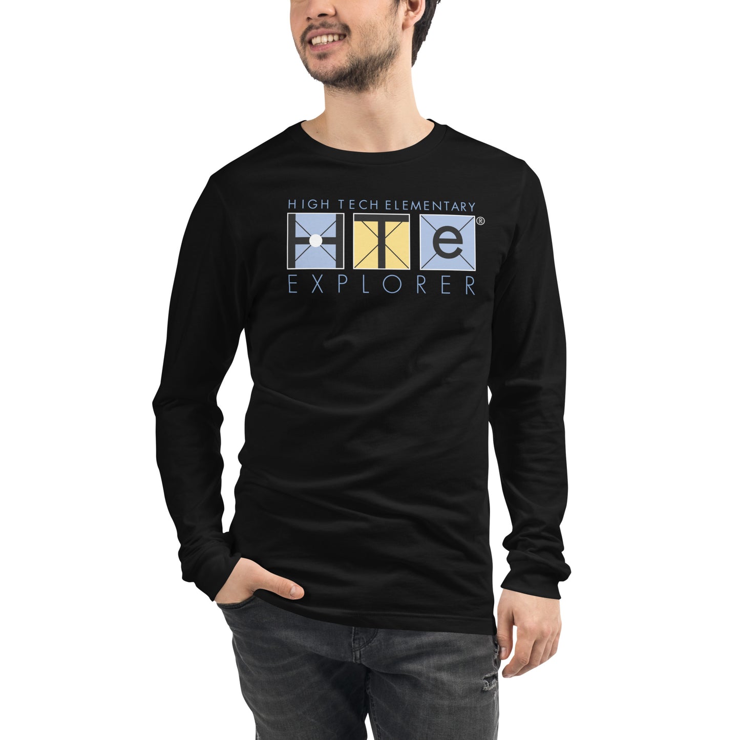 Adult Unisex Long Sleeve Tee, Blue Lettering