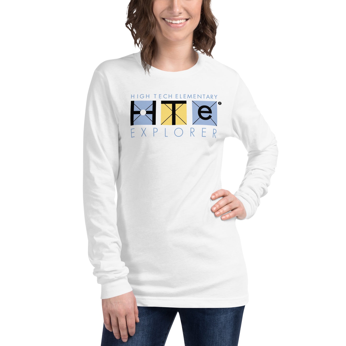 Adult Unisex Long Sleeve Tee, Blue Lettering