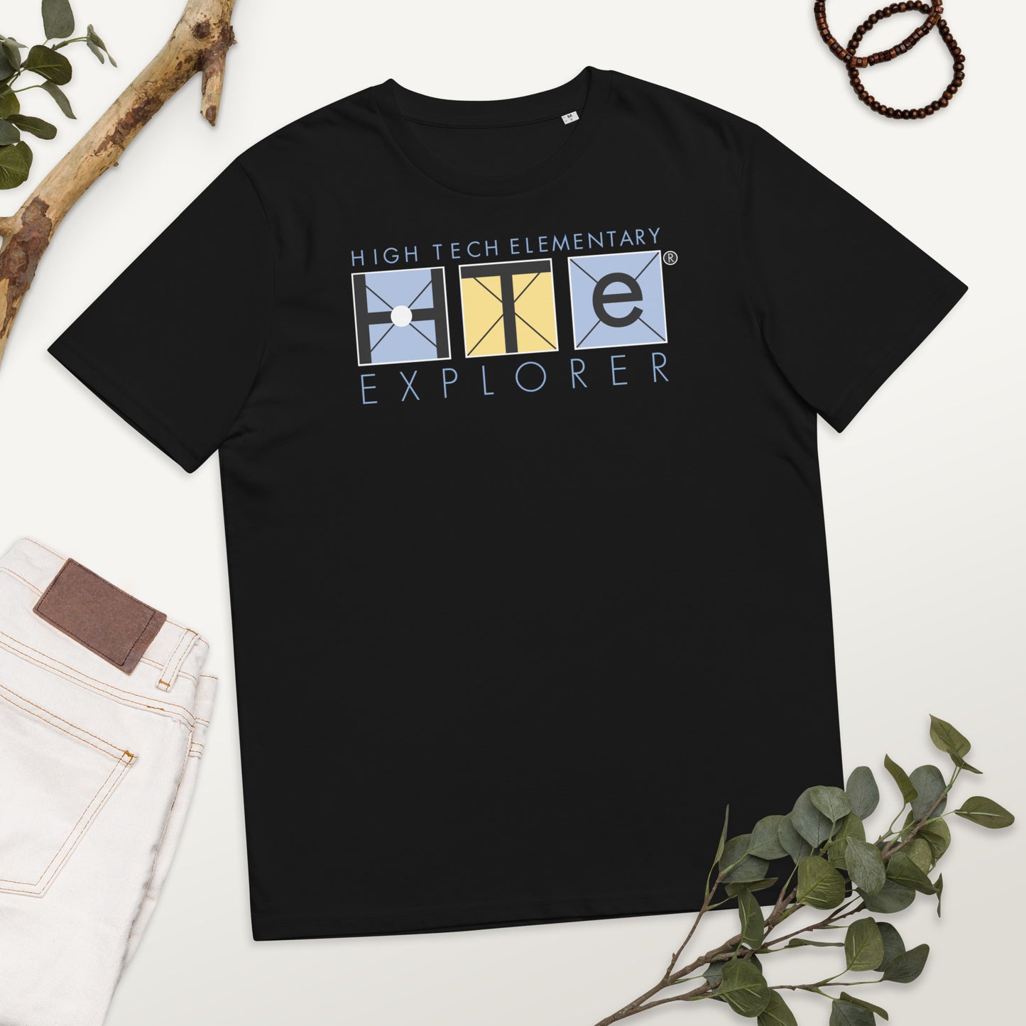 Adult Unisex Organic Cotton T-shirt, Blue Lettering