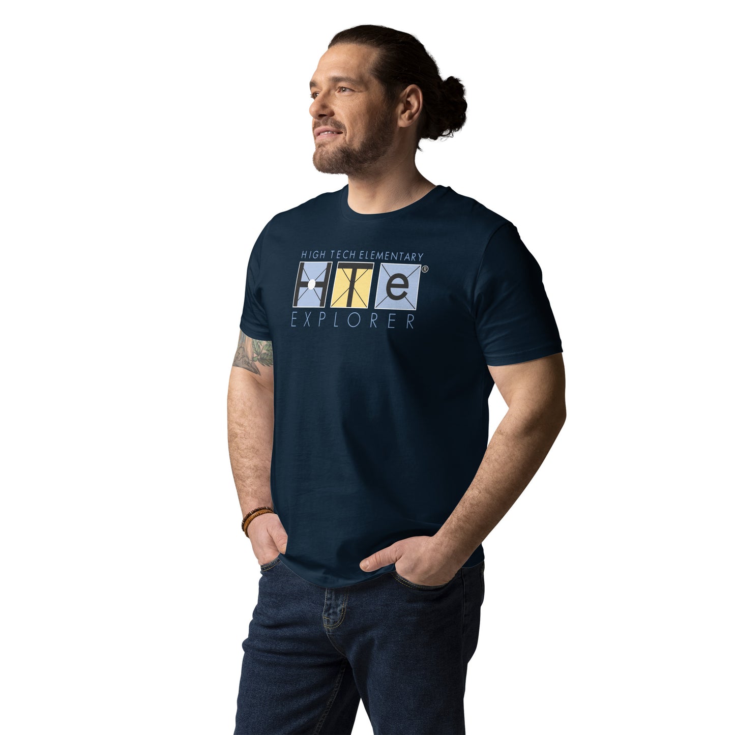 Adult Unisex Organic Cotton T-shirt, Blue Lettering