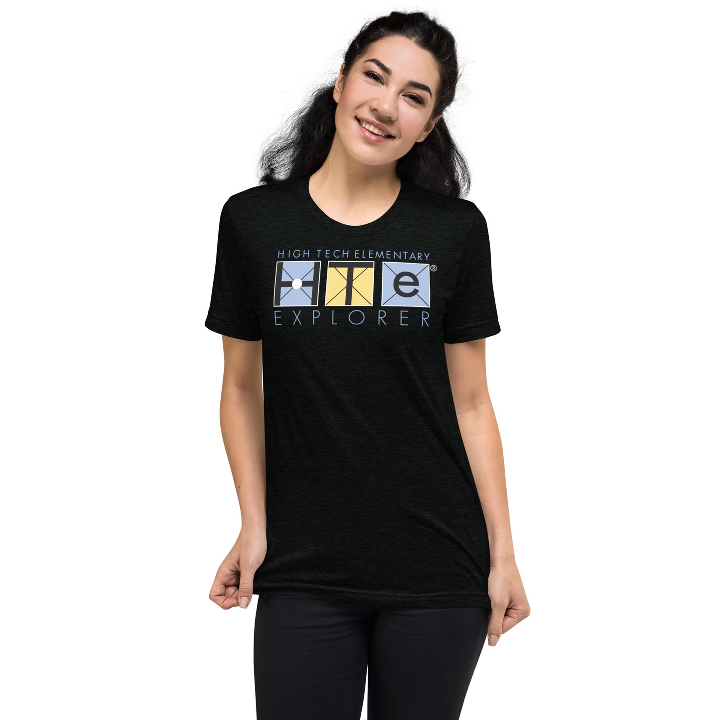 Adult Unisex Tri-blend T-Shirt, Blue Letters