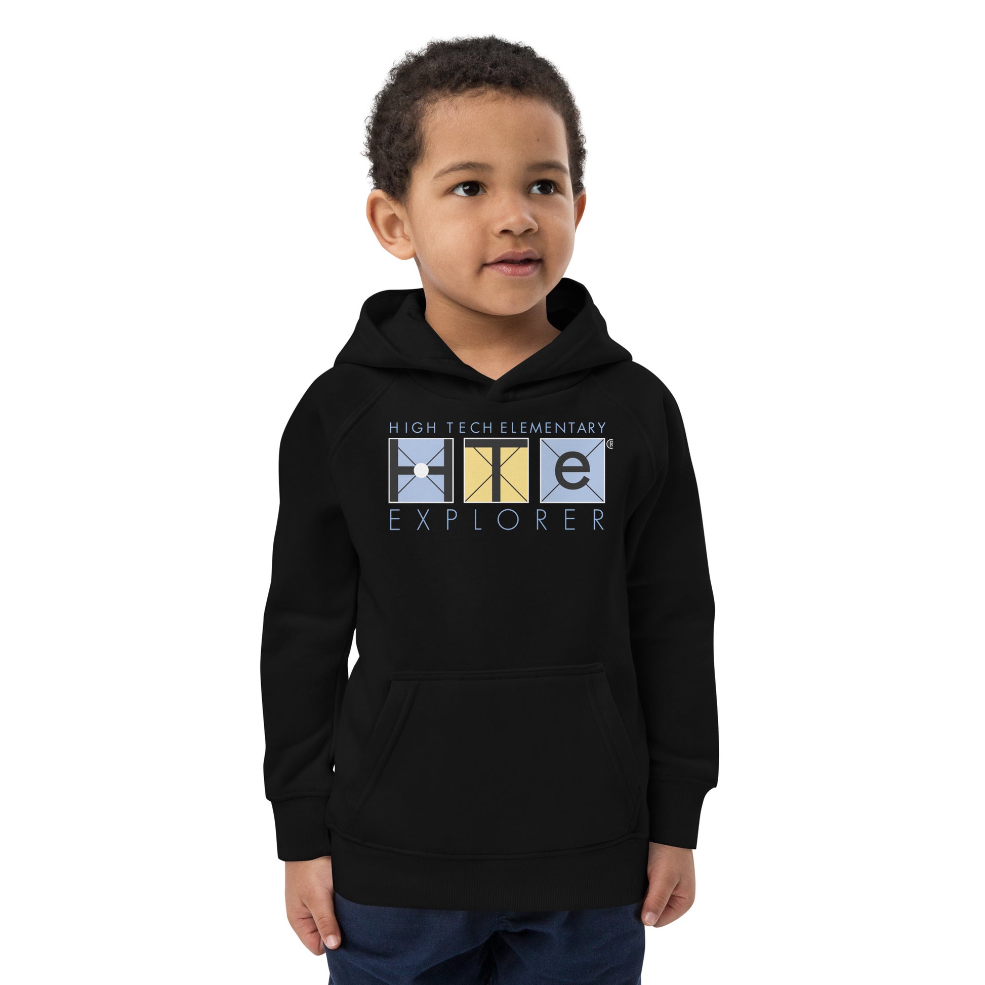 Kids Blue Explorer High Lettering Tech – Eco Hoodie,