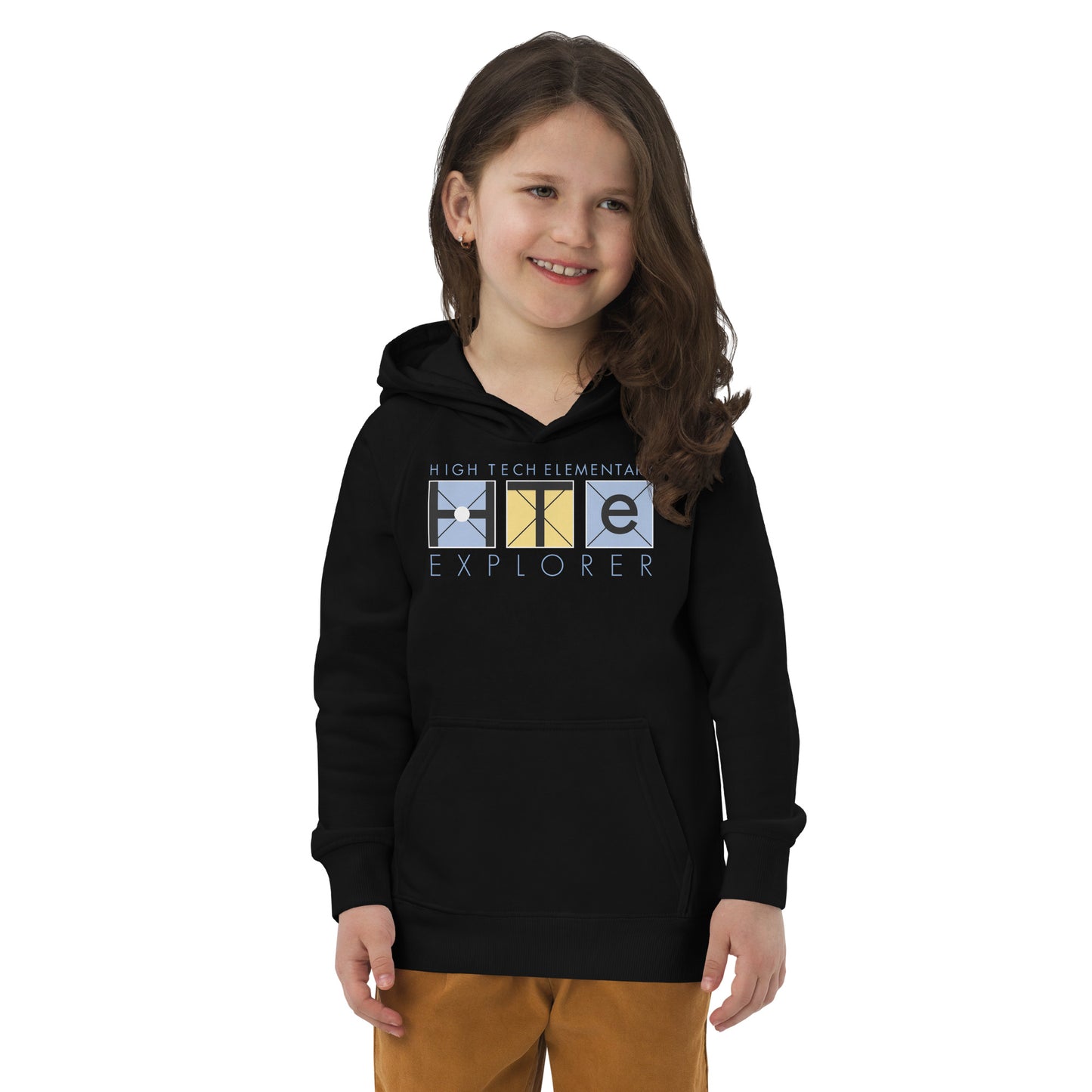 Kids Eco Hoodie, Blue Lettering