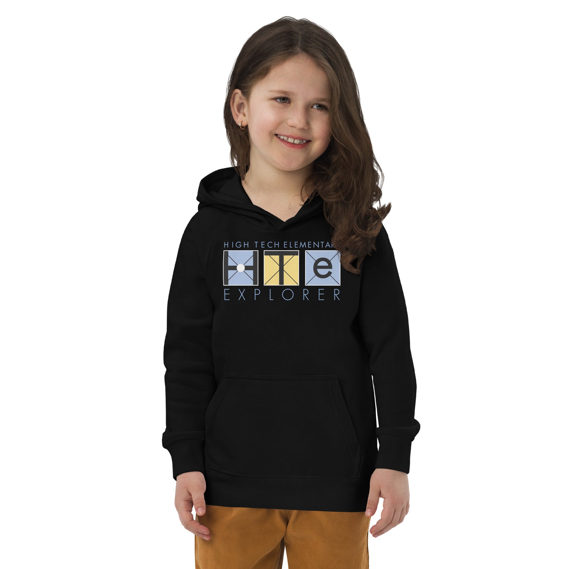 Kids Eco Hoodie, Blue Lettering – High Tech Explorer