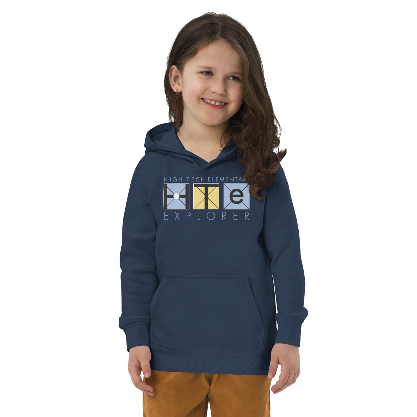 Kids Eco Hoodie, Blue Lettering