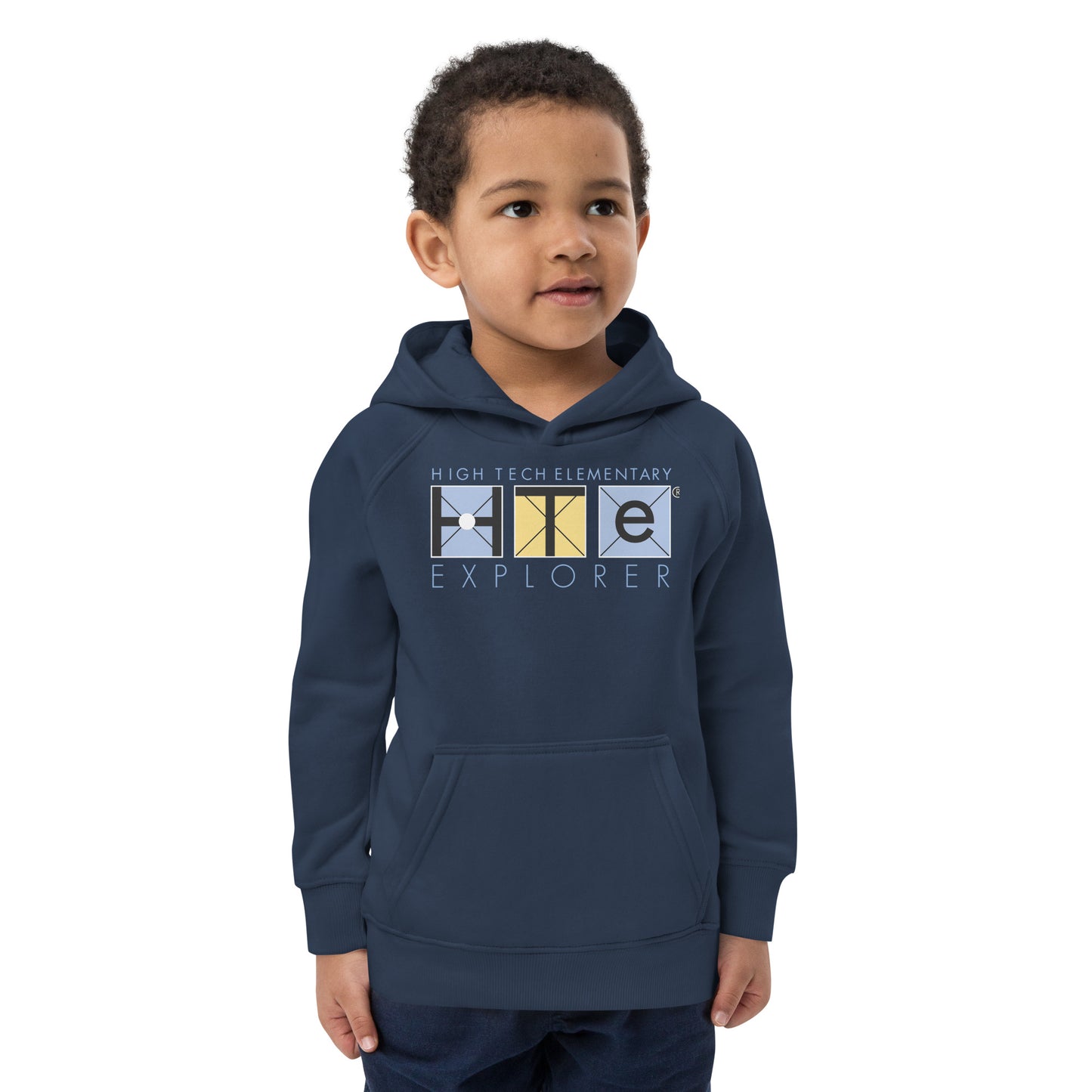 Kids Eco Hoodie, Blue Lettering