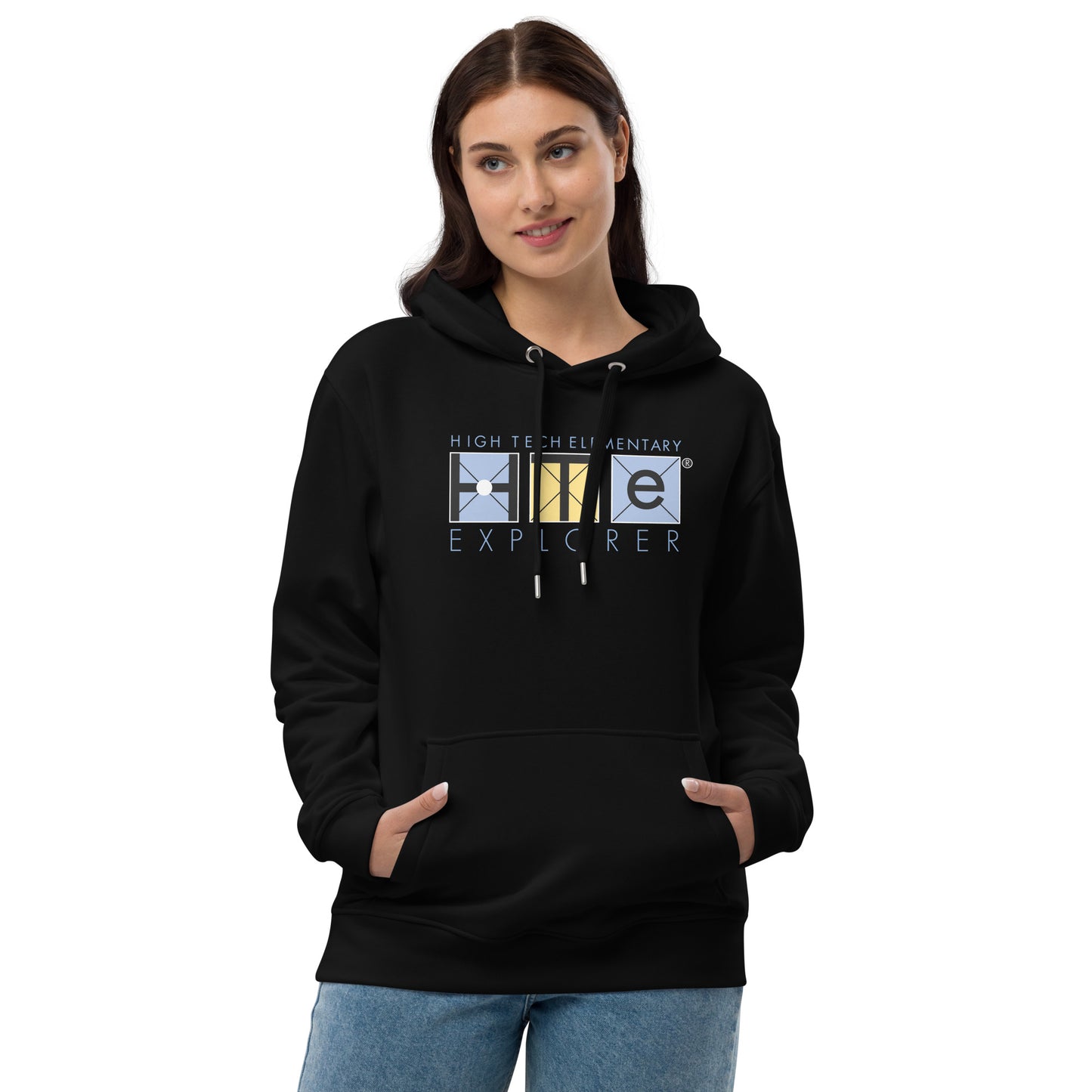 Premium Adult Eco Hoodie, Blue Lettering