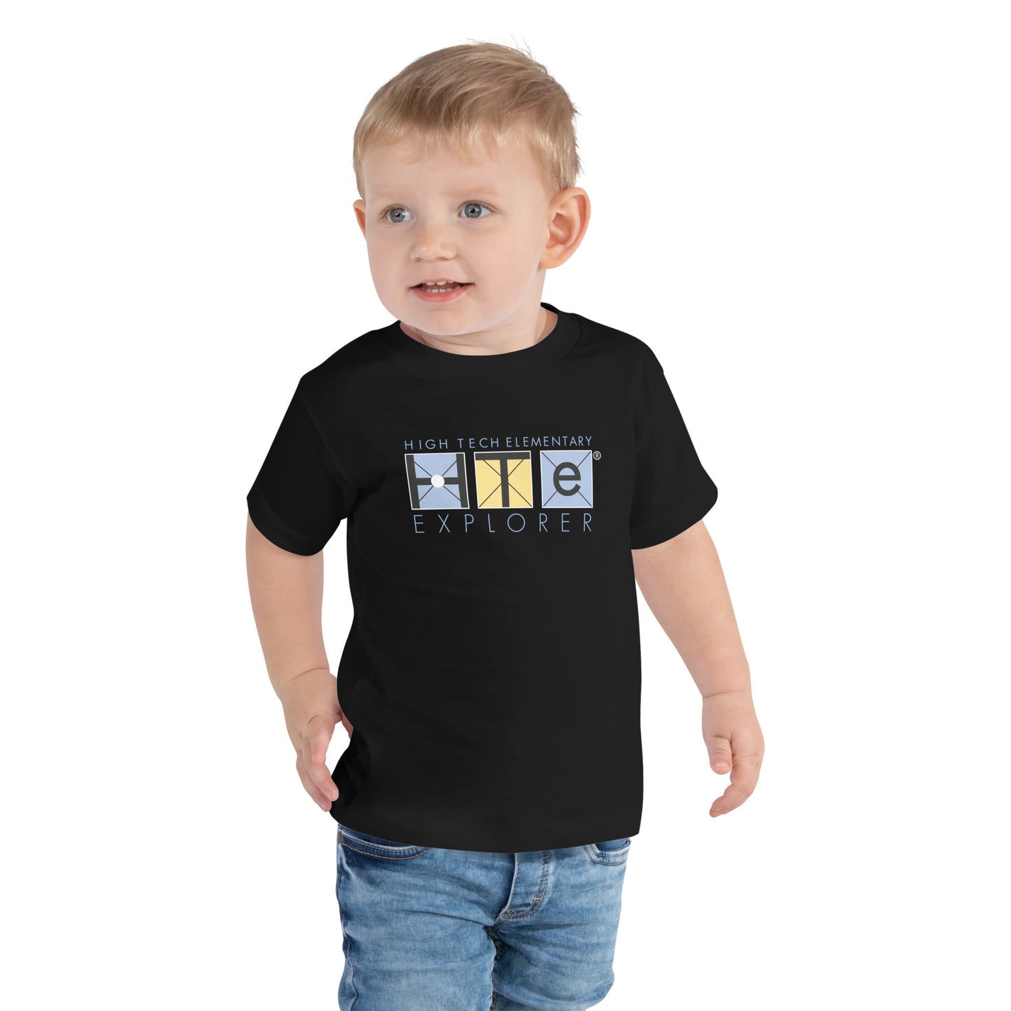 Toddler Short Sleeve Tee, Blue Lettering